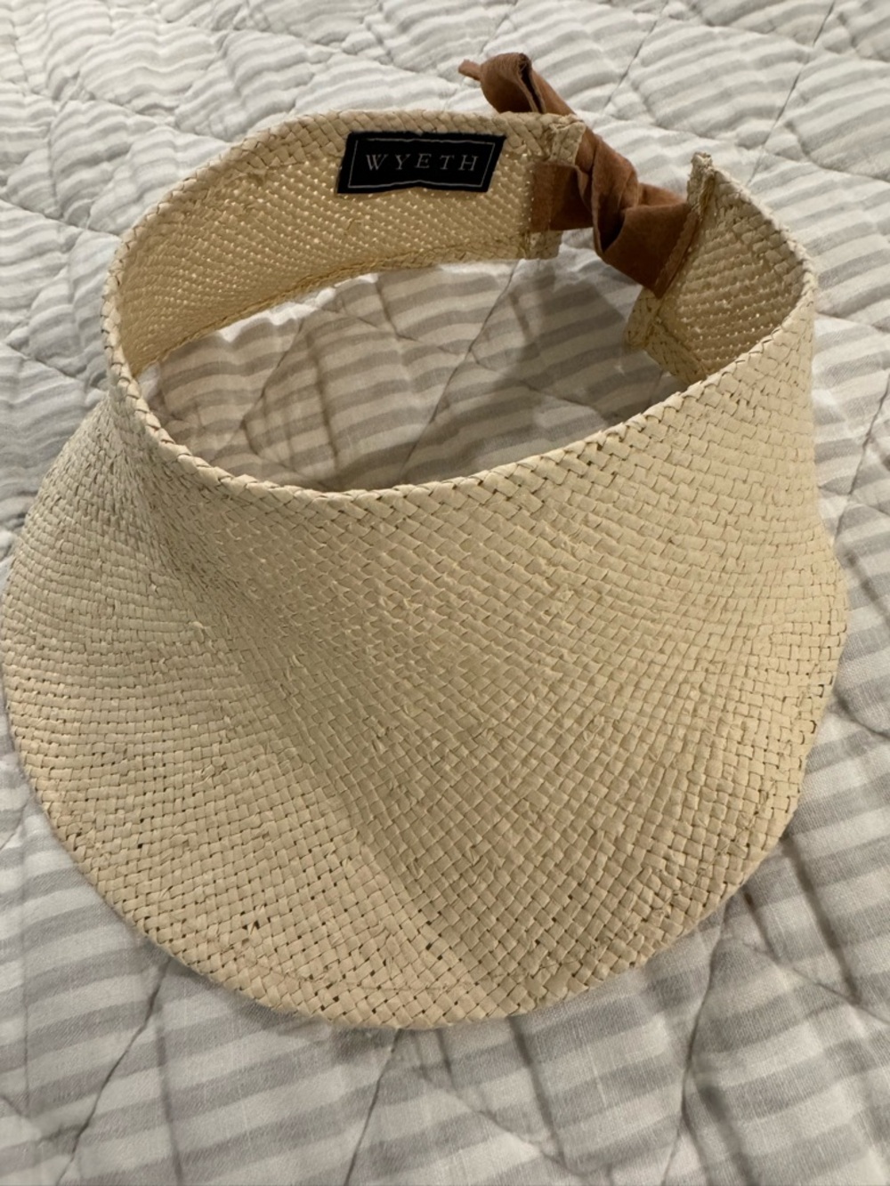 Wyeth by Todd Magill Natural Straw Visor with Brown Tie